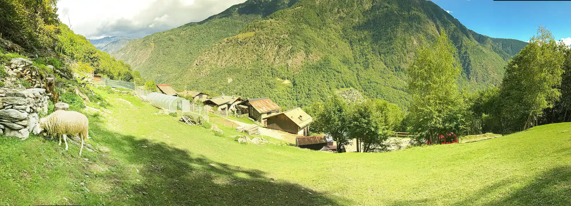 vue panoramique de la ferme Mondolegro à Valmalenco